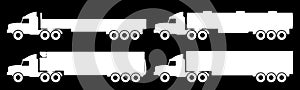 Set of silhouettes the cargo trucks. Vector illustration.