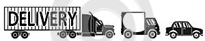 Set of silhouettes of cars. Trucker, van and car on a white background