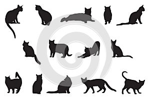 Set of silhouettes of cats vector illustration