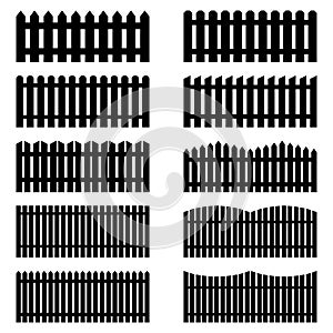 Set of silhouettes of fences, vector illustration