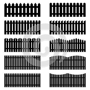 Set of silhouettes of fences, vector illustration photo