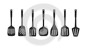 Set of silhouettes of kitchen spatulas, vector illustration photo