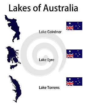 Set of silhouettes of the lakes of Australia vector