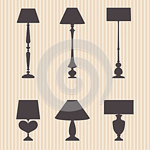 Set of silhouettes lamp and sconce