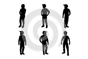 Set of silhouettes of motocross rider vector design