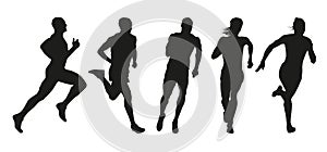 Set of silhouettes of runners