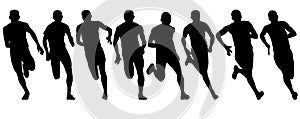 Set of silhouettes Runners on sprint, men