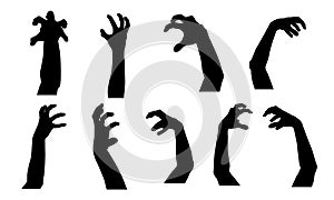 Set of silhouettes of scary hands suitable for Halloween