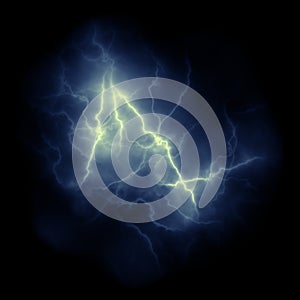 Set of silhouettes of thunderstorm lightning isolated