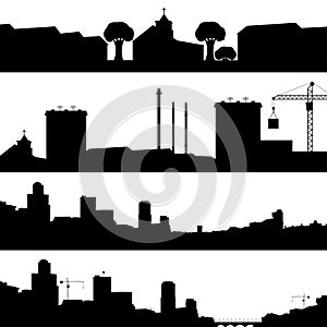 Set of silhouettes town.