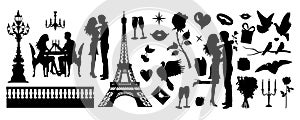 Set of silhouettes for Valentine's day. Vector Illustration.