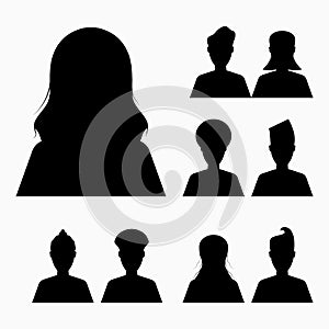 A set of silhouettes of women with different hat. Vector illustration design for your project