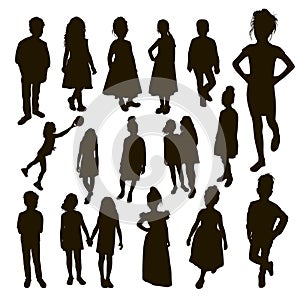 Set of silhouettes of women mothers with children, vector. Mother`s day concept.