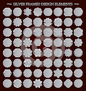 Set of silver-framed design elements