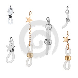 A set of silver and gold locks for jewelry chains and bracelets