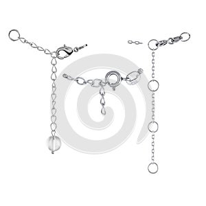 A set of silver locks for jewelry chains and bracelets. For designers and layouts