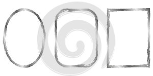 Set of silver metal frames. Vector frames isolated on white