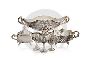 Set of silver old ware