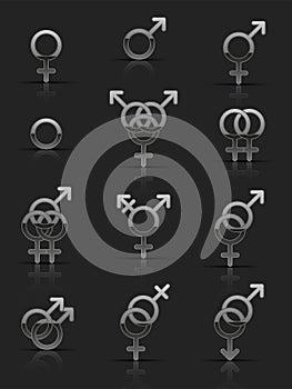 Set of silver sexuality icons