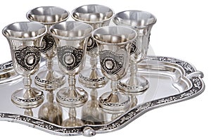 Set of silver wine-glasses.