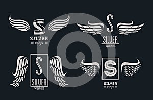Set of silver wings emblems