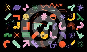 Set of simple abstract vector geometric textured objects and shapes