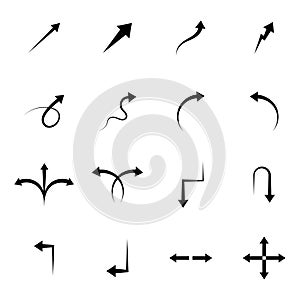 Set of simple arrows in black color vector illustration