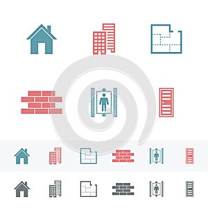 Set of simple building Flat Icons