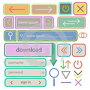 A set of simple buttons for web design vector EPS10
