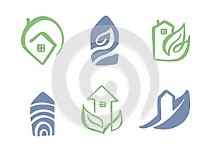 Set of simple calligraphy houses hand drawn logo. Real Vector Icons. Estate Architecture Construction for design. Art