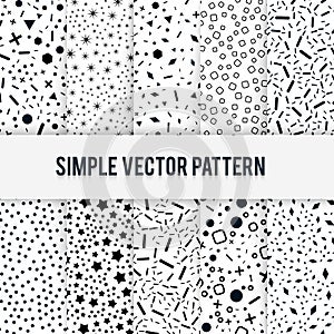Set of simple chaotic forms of vector pattern on a white background.