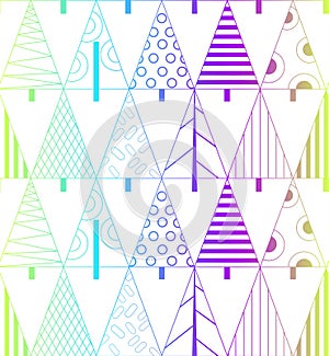 Set of simple Christmas patterns. color illustration of Christmas trees