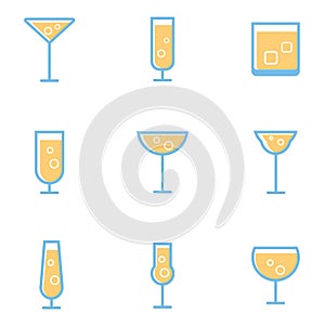 Set of simple cocktails and alcohol drinks