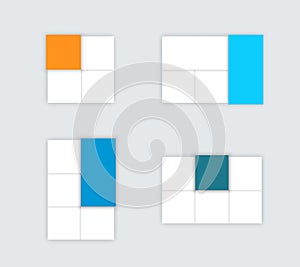 Set of Simple Colourful Vector Text Boxes With Shadows C