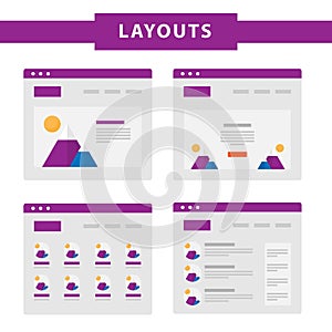 Set of simple flat website templates