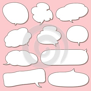 Set of Simple Hand Drawn Speech and Thought Bubbles Doodle