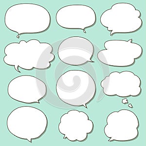 Set of Simple Hand Drawn Speech and Thought Bubbles Doodle