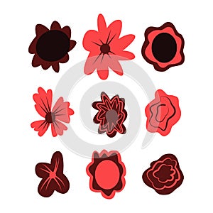 Set of simple hand drawn vector flowers for Dia de Los Muertos, traditional Mexican Halloween decoration