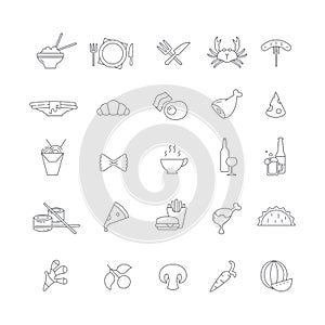 Set of simple icons with food.