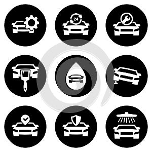 Set of simple icons on a theme Car repairs, vector, design, collection, flat, sign, symbol,element, object, illustration, isolated