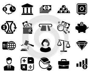 Set of simple icons on a theme Finance, money, bank, savings