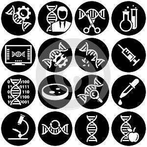 Set of simple icons on a theme Genetics, medicine, research, vector, design, collection, flat, sign, symbol,element, object,