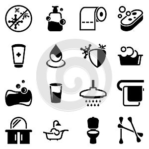 Set of simple icons on a theme Hygiene, sanitation, latrine, vector, design, collection