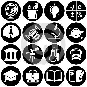 Set of simple icons on a theme School, education, vector, design, collection, flat, sign, symbol,element, object, illustration.