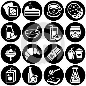 Set of simple icons on a theme Sweets, drinks, food, vector, design, collection, flat, sign, symbol,element, object, illustration