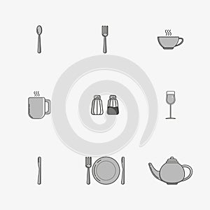 Set of simple icons for utensiles