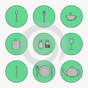 Set of simple icons for utensils spoon