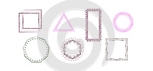 Set of simple line frames. Easily editable vector edges. Collection of vertical blank templates to decorate text