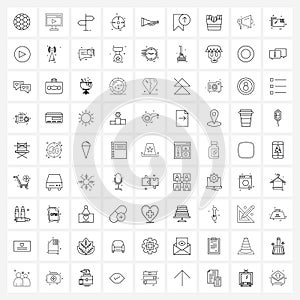 Set of 81 Simple Line Icons of beep, sound, board, farm, wind photo