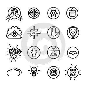 Collection of Hand-Drawn Linear Icons: Design Elements for Web and App